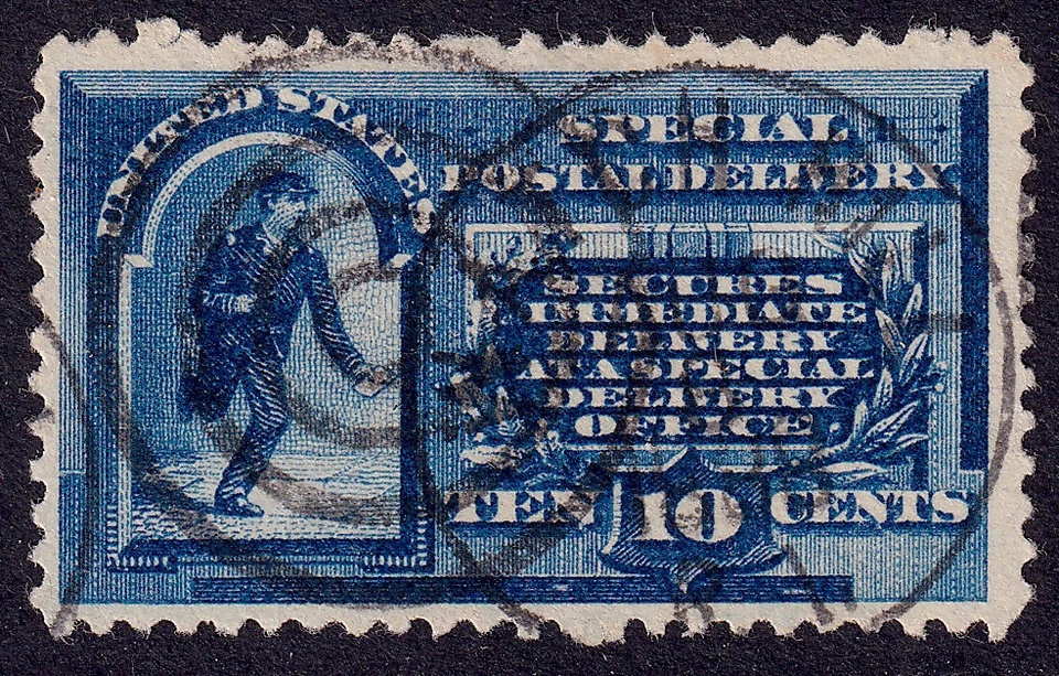 US Scott E1, 1885 Special Delivery, 10c blue, VERY FINE USED - Image 1 of 1