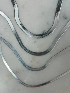 925 Sterling Silver Herringbone Necklace Italian Chain 3mm 5mm 6mm 7mm - Picture 1 of 9