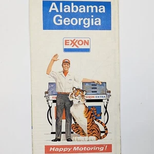 c1970s Exxon Alabama Georgia Road Map Tiger Tips Gas Station Travel Guide E10 - Picture 1 of 5