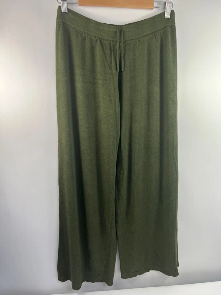 Calça Marla Wynne Feminina Tamanho M Verde Cordão Puxar Perna Larga Elástica - Imagem 1 de 4