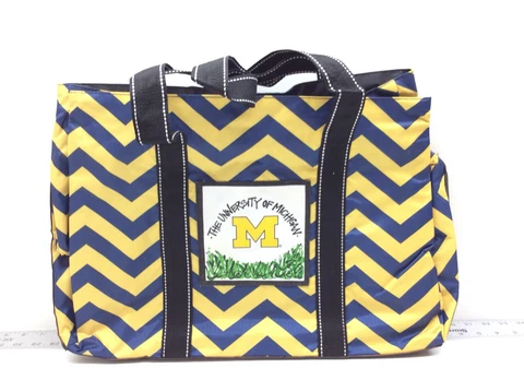 The University of Michigan Wolverines Team Motto Striped Tote Bag Cover