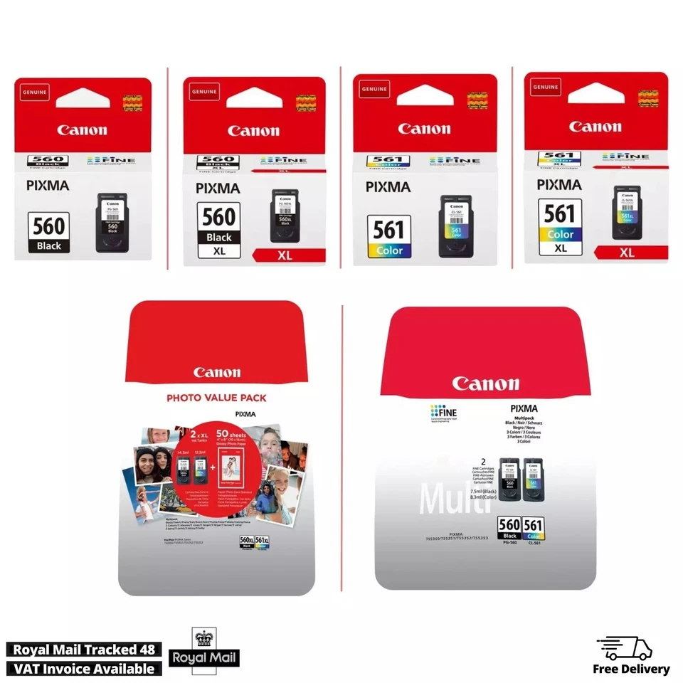 Canon PG-560 / 560XL CL-561 / 561XL Ink Cartridges for Pixma TS5300 TS5351 Lot - Image 1 of 1