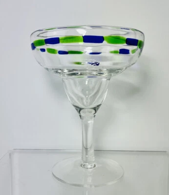 (1) Borde decorativo azul verde vidrio margarita transparente soplado a mano Foto 1 de 4