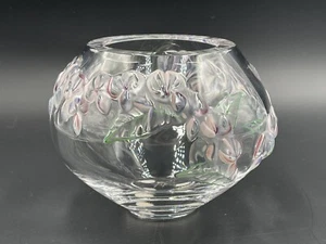 Lalique Coeur De Jeanette Enamel Flower Crystal Glass Vase - Picture 1 of 15