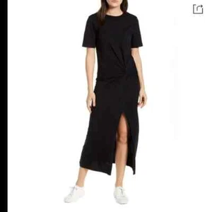 Neu mit Etikett & Defekt Stateside Damen Größe S Twist T-Shirt Maxikleid in Schwarz - Bild 1 von 11