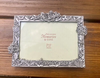 Nuevo Marco Ganz Plata 4 X 6 Feliz Aniversario Filigrana Rosa De Pie Foto 1 de 4