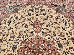 HIGH KPSI 60+ RAJ FINE RUG KORK WOOL_LOTS OF SILK 7x10 ORIENTAL RUG LUXURIOUS - Picture 1 of 10