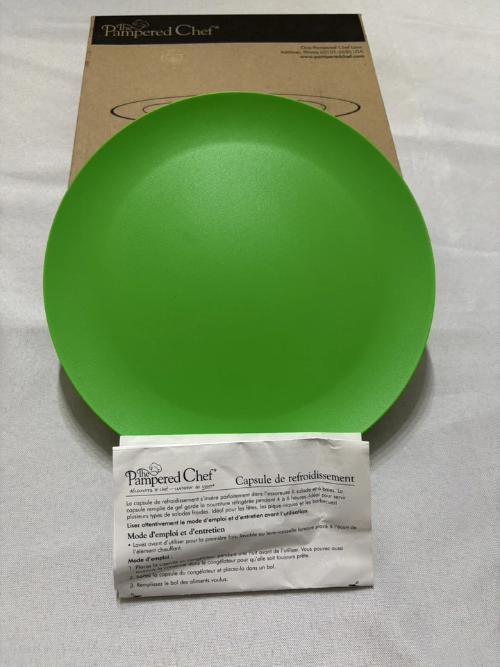 Inserto de enfriamiento The Pampered Chef verde #1786 para hilandero de ensaladas hecho en EE. UU. ¡NUEVO! Foto 1 de 4