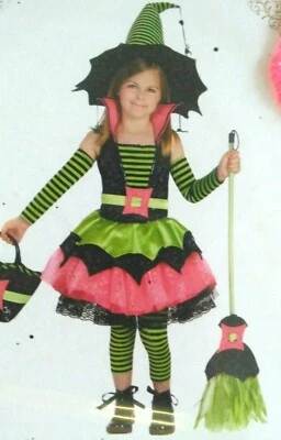 NIP ~ Chasing Fireflies SPIDERINA Costume ~ Witch, Hat and Broom Sz 6 Halloween - Image 1 of 4