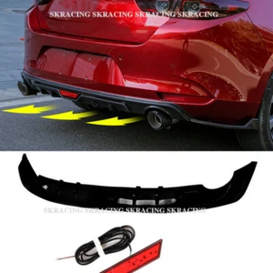 Gloss black V-Style Rear Bumper Diffuser Lip For 2019-2024 Mazda 3 Sedan - Picture 1 of 6
