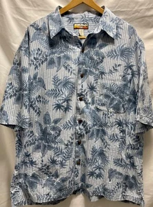 Vintage HAVANA JACK'S CAFE SS Hawaiian button shirt men size 2XL 100% silk blue - Picture 1 of 16