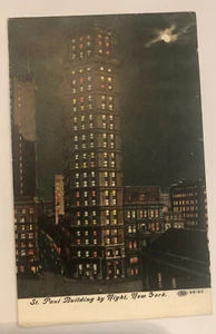 New York City-NY St. Paul Building by Night Antique Postcard early 1900s - Picture 1 of 2
