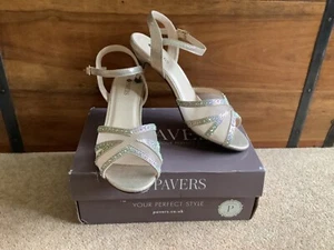 Ladies Pavers Huang light gold sandals slingback heels sparkle diamanté size 6 - Picture 1 of 14
