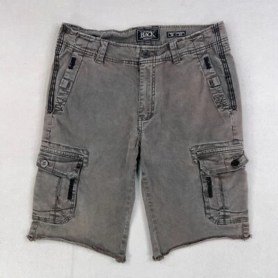 Pantalones Cortos Negros Hebilla Hombres 30 Ajuste Estándar Carbón Aplastar Carga Grunge Ropa de Trabajo Y2K Foto 1 de 4