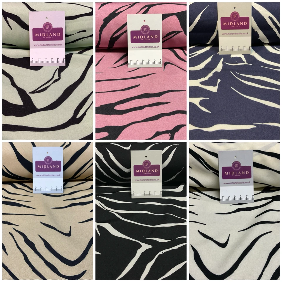 £4.99 Zebra Animal Printed  peach crepe dress fabric sold by the meter M1942 - Image 1 of 1
