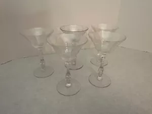 Set of (5) - Cambridge Rose Point - 6-3/8" Etched Crystal Tall Champagne Glasses - Picture 1 of 5