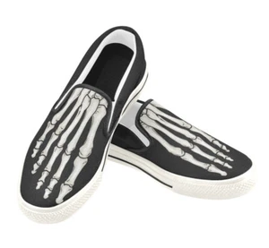 Elliz Clothing's Women's Skeleton Foot Slip-on Shoes Skateboarding Sneakers - Picture 1 of 20