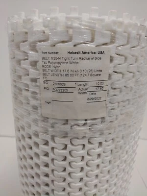 HABABSIT Habasit M2544 Tight Turn Radius w/ Side Tab 17.6" w x 10' long NEW