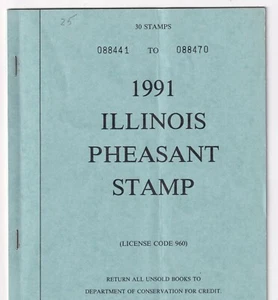 Illinois Pheasant 1991 $5.00 Booklet with 5 Panes of 5 stamps - Picture 1 of 3