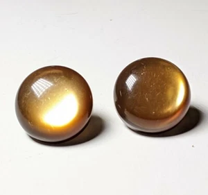 Vintage 1950's Moonstone Style Clip Back Round Earrings - Picture 1 of 4