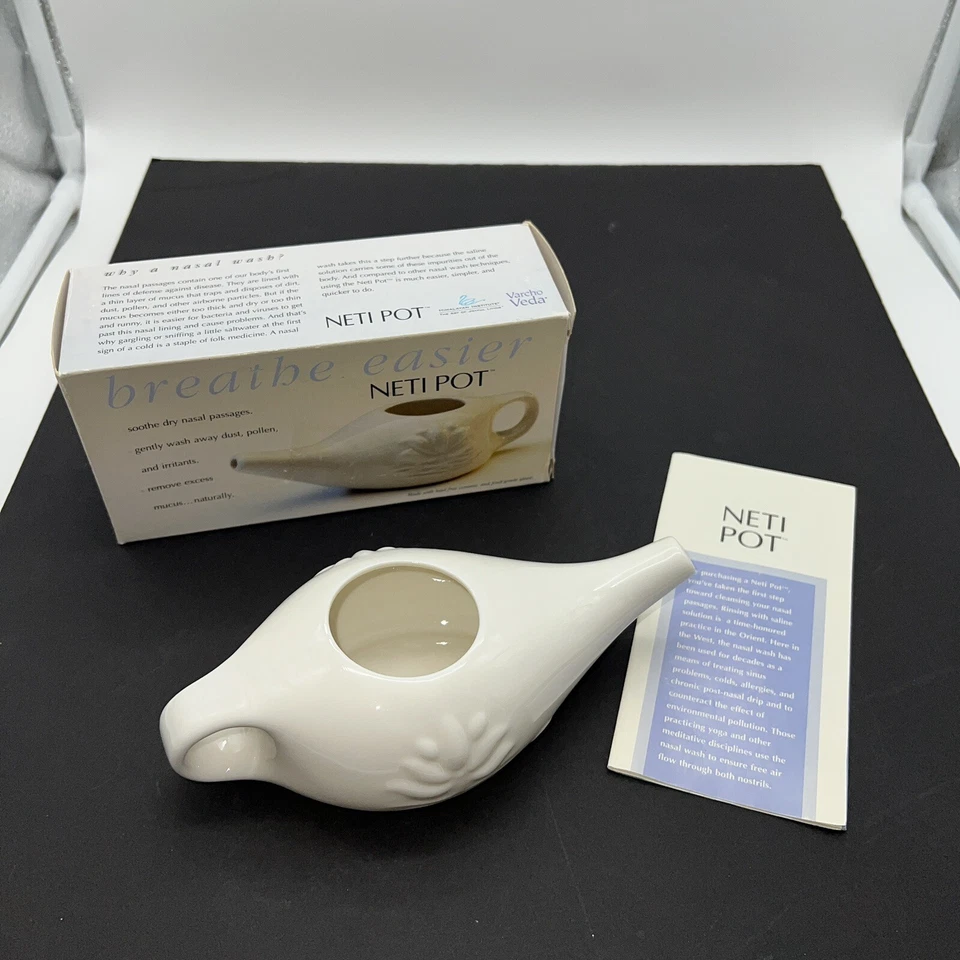 Instituto Himalaya Neti Maceta Cerámica Blanca Varcho Veda Lotus Diseño Agua 8x2.5 Foto 1 de 4