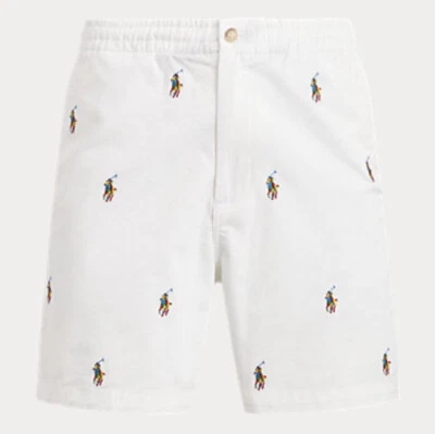 Polo Ralph Lauren Men's White Multicolor Pony Logo Shorts $125 New - Image 1 of 4
