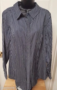 Lane Bryant Womens Shirt Top Blouse Size 18 18W Blue White Striped NEW - Picture 1 of 3