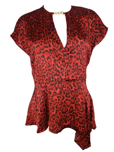 Michael Michael Kors Women's Plus Size Wild Cat Asymmetric Hem Chain Neck Top-3X - Picture 1 of 4
