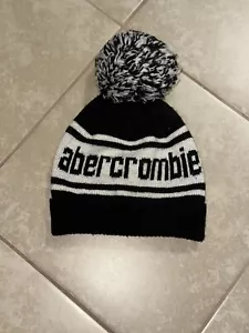 Abercrombie Kinder Wintermütze weiß/schwarz Strickbommel - Bild 1 von 4