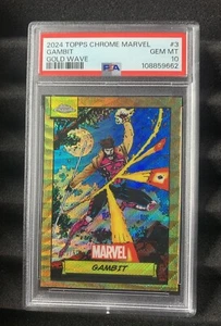 🔥 2024 TOPPS CHROME MARVEL GAMBIT GOLD WAVE /50 PSA 10 GEM MT 🔥 - Picture 1 of 2