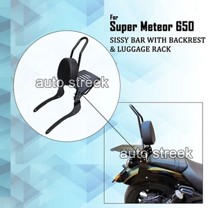 Para Royal Enfield Super Meteor 650 Sissy Bar con respaldo y portaequipajes - Imagen 1 de 7