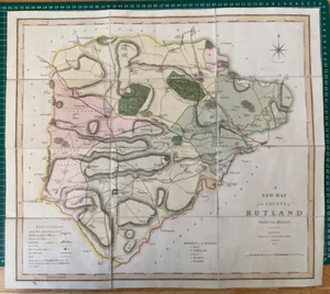 1804 (1821) Antique Folding Map; Rutland. Charles Smith. Excellent Example - Picture 1 of 5