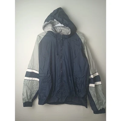 Vtg 90s Athletic Works Windbreaker Full Zip Jacket Men's Large Blue White Gray - Image 1 of 4