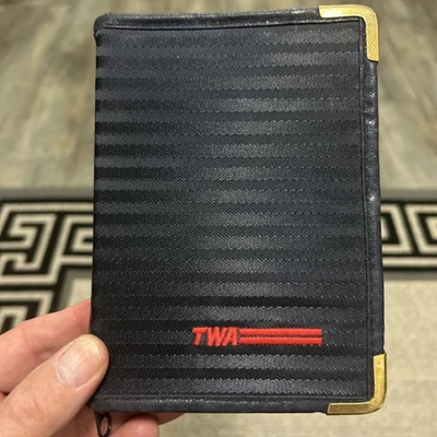 Estuche vintage con cremallera TWA Airlines, soporte para bolígrafo, bloc de notas recuerdos de tarjetas de visita Foto 1 de 4