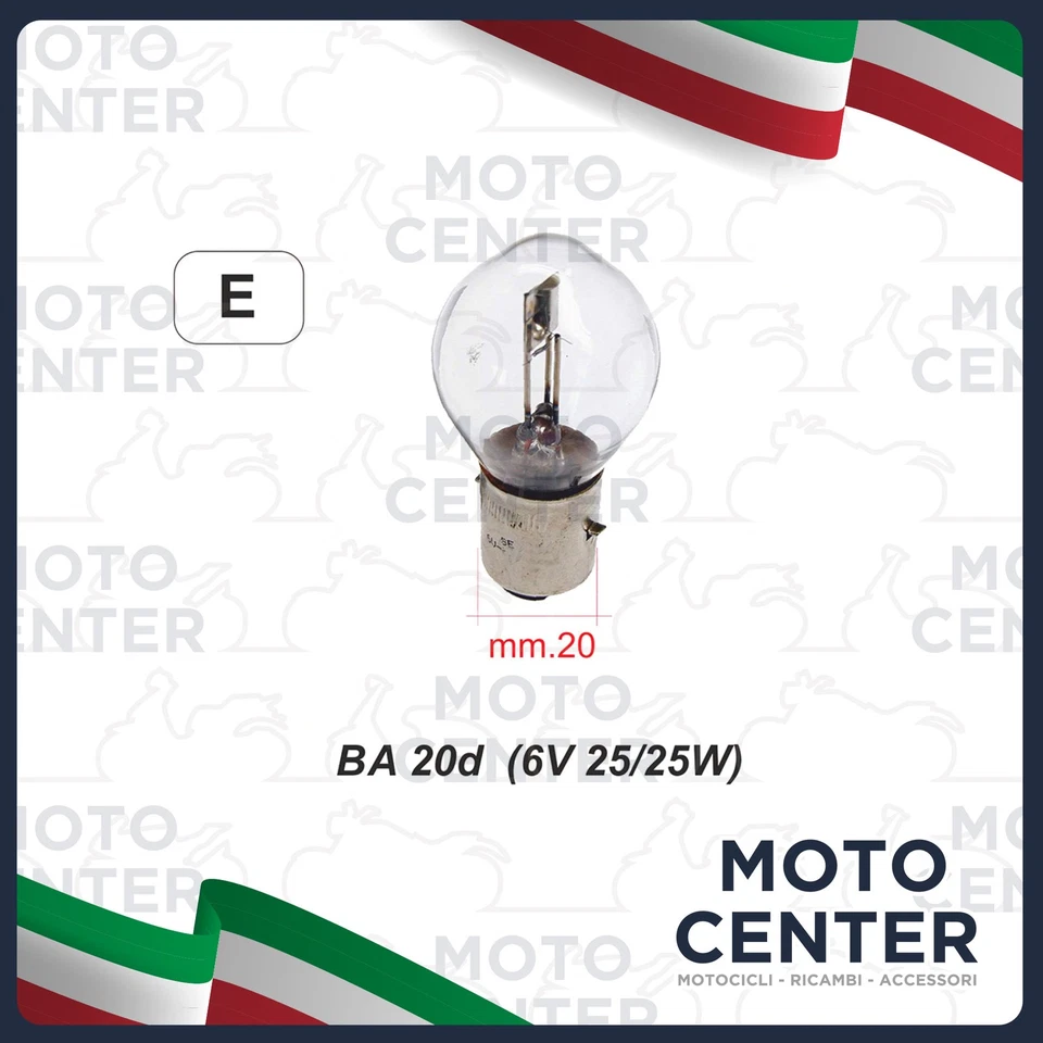 LAMPADA BILUCE 6 V. - 25/25W ATTACCO BA20D - Immagine 1 di 1