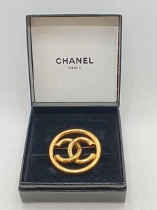 Chanel Coco Mark Circle Round Brooch Gold Plated Vintage Box other Products - Picture 1 of 13
