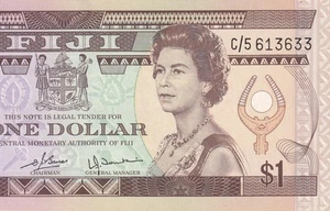 1980 BRITISH COLONY FIJI QEII $1 **Sig. Tomkins** (( GEM UNC )) - Picture 1 of 4