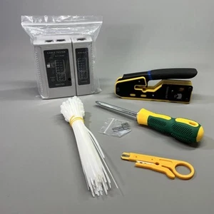 RJ45 Crimping Tool Kit Network Cable Line Tester Cat6 RJ45 Pass Through Connect - Afbeelding 1 van 17