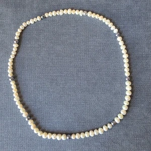 Vintage Baroque Freshwater Pearl Necklace Cream Gray 18" Hand Strung - Picture 1 of 5