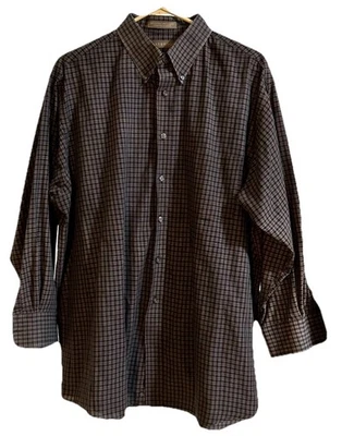 Camisa CLAYBROOKE Para Hombre LG Marrón Negra A Cuadros LS Abotonada Bolsillo Frontal PoliAlgodón Foto 1 de 4
