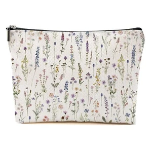 Retro Flowers Makeup Bag Floral Botanical Cosmetic Bag Friend Gifts for Women... - Picture 1 of 6