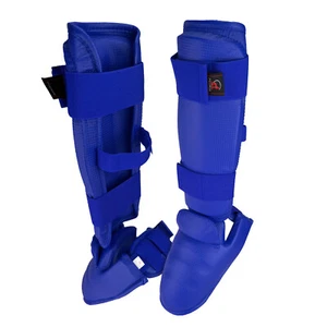 Martial Arts Karate Shin Instep Padded Guard Pair WKF Shin Gear Ankle Protector - Picture 1 of 5
