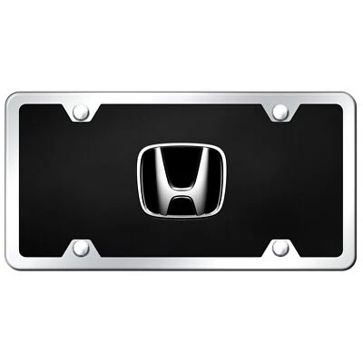 Honda Logo License Plate Kit (Chrome on Black) - Image 1 of 4