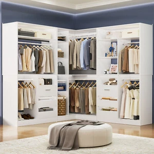 Freestanding Corner Closet System, Reversible Wardrobe Walk-in Closet Organizer - Picture 1 of 54