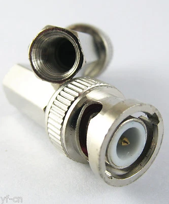 10pcs Twist-on BNC Male RG6 RG6-U RF Connector Nickel Plated for CCTV Cameras - Image 1 of 4