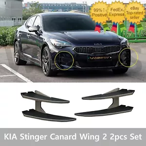 KIA Stinger V2 Front Bumper Canard Wing Body kit 2pcs Set Matte Black Wrapping_ - Picture 1 of 5