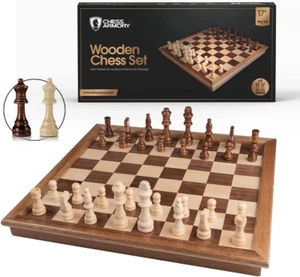Wooden Chess Set - 17 Inch Large Chess Board Sets for Adults and Kids with Extra - Picture 1 of 7