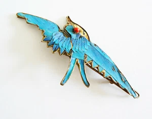 Pin de pelo pluma martín pescador dinastía Qing antiguo DE COLECCIÓN azul Tian-tsui 點翠 coral - Imagen 1 de 3
