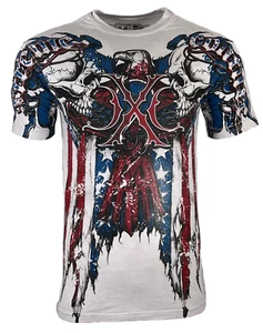 Xtreme Couture By Affliction Men's T-Shirt COUTURE PATRIOT White Skull Biker S-5 - Picture 1 of 8