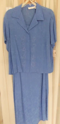 Sleeveless dress with short sleeve button front jacket, Dress Barn 20W with tags - Image 1 of 4